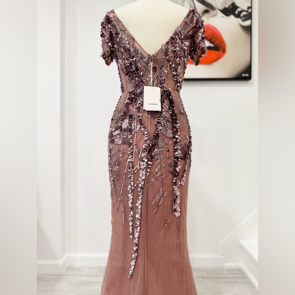 Zuhair Murad Purple Embellished Chiffon Gown Maxi Beaded and sequined Dress - Picture 9 of 15